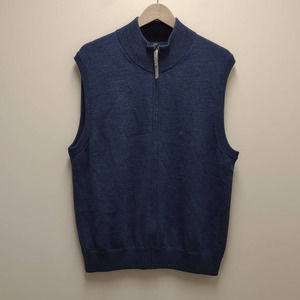 NEW 346 Brooks Brothers Merino Wool Blue Zip Front Sweater Vest Mens Size Large